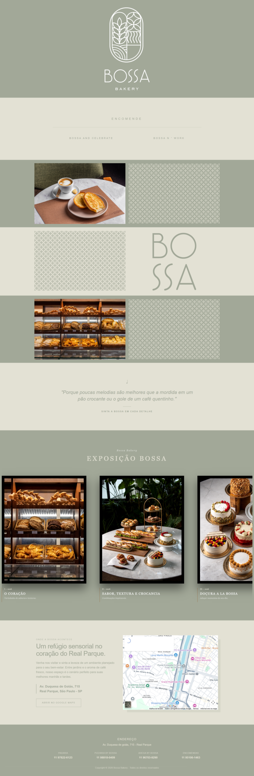 Pagina inicial Bossa Bakery
