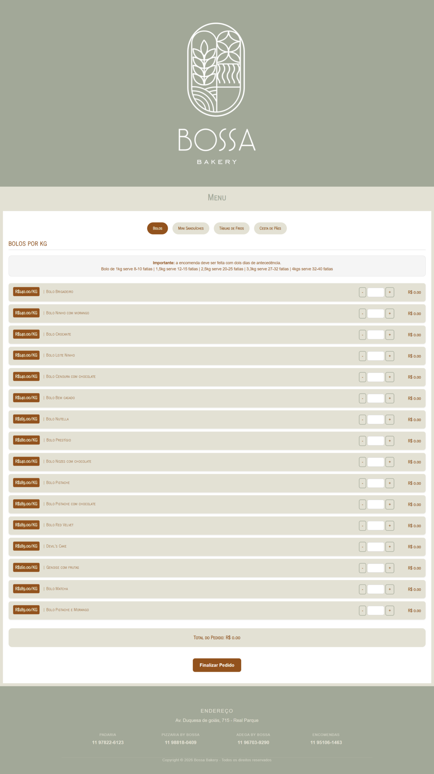 Pagina corporativa Bossa Bakery