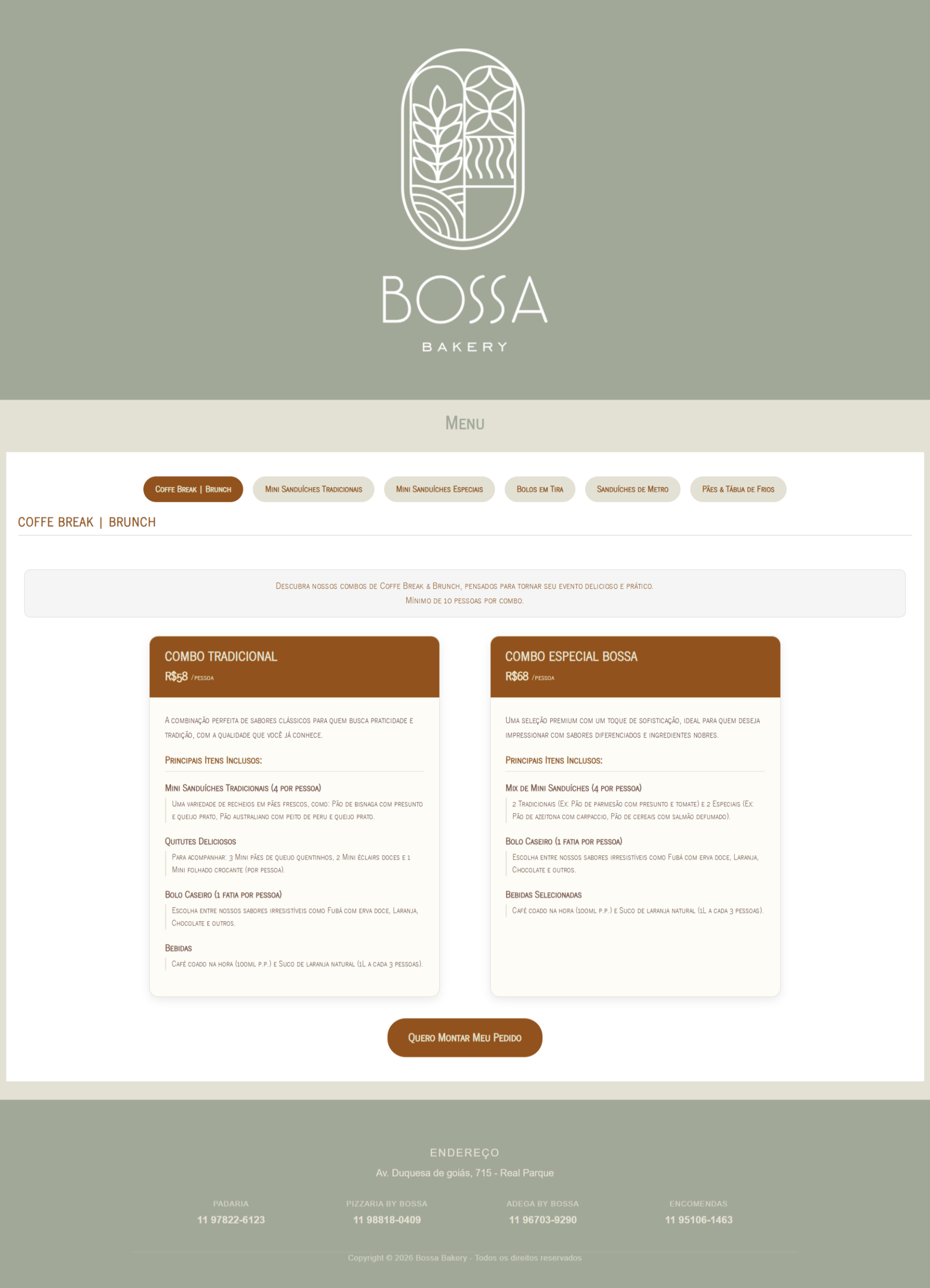Pagina Coffe Break Bossa Bakery