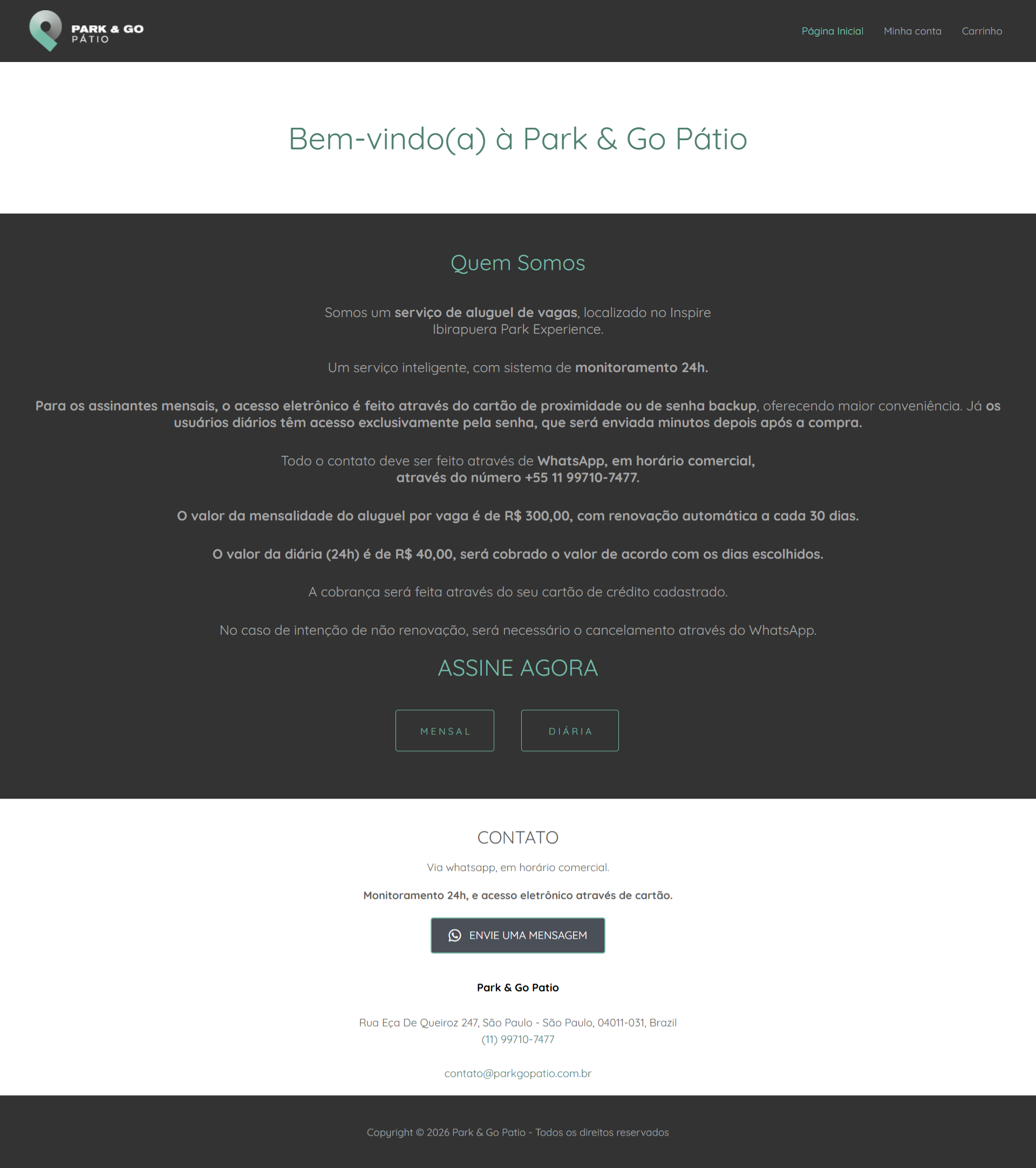 Pagina inicial Park & Go Patio